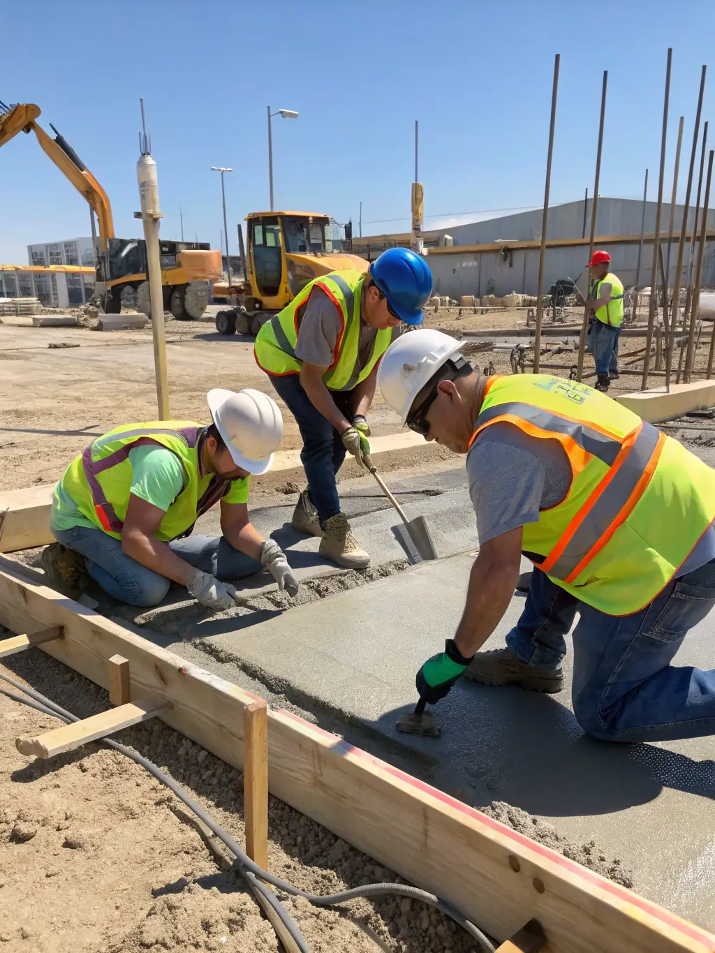 A professional team of Houston Site Prep Pros working diligently on a land grading project, showcasing their expertise and commitment to quality.